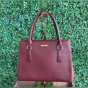 Burberry - Saffiano Leather Handbag in Bordeaux Burgundy